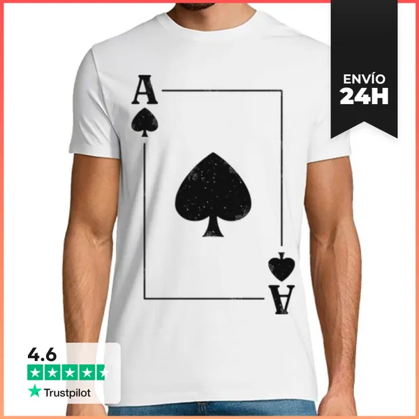 Camiseta Hombre Clásica As De Picas. Pareja De Ases Regalos
