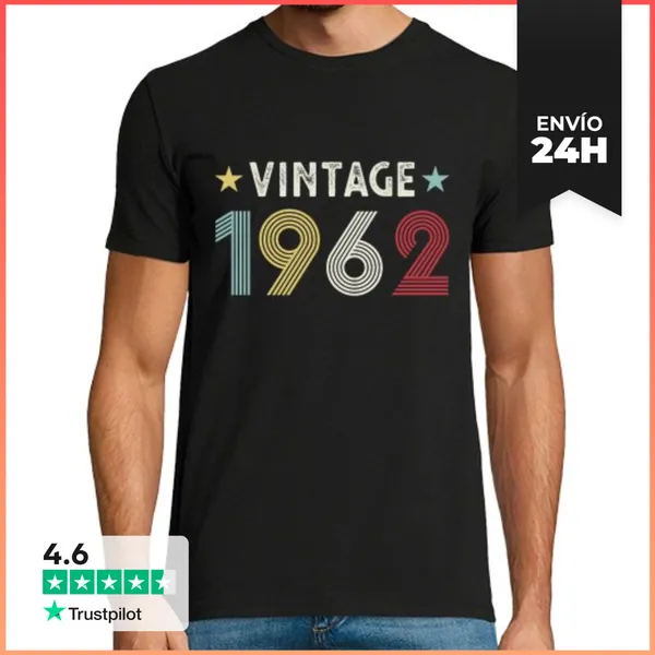 Camiseta Hombre Clásica Vintage 1962 60o Regalo De Cumpleaños 6