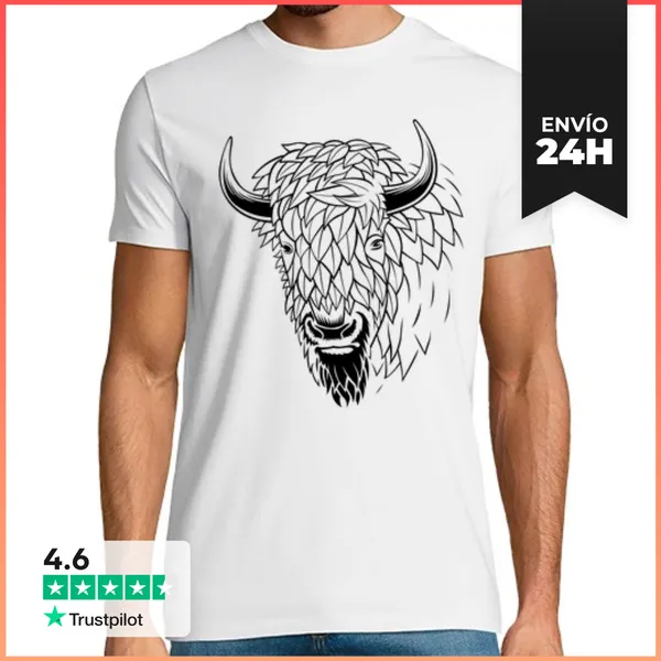Camiseta Hombre Clásica Buffalo Minimalista LaTostadora
