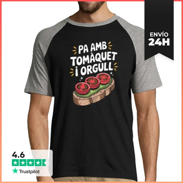 Camiseta Hombre, Estilo Béisbol Pa Amb Tomàquet I Orgull