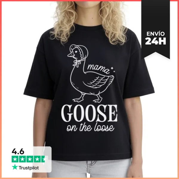 Camiseta Mujer Boxy MAMA GOOSE ON THE LOOSE LaTostadora