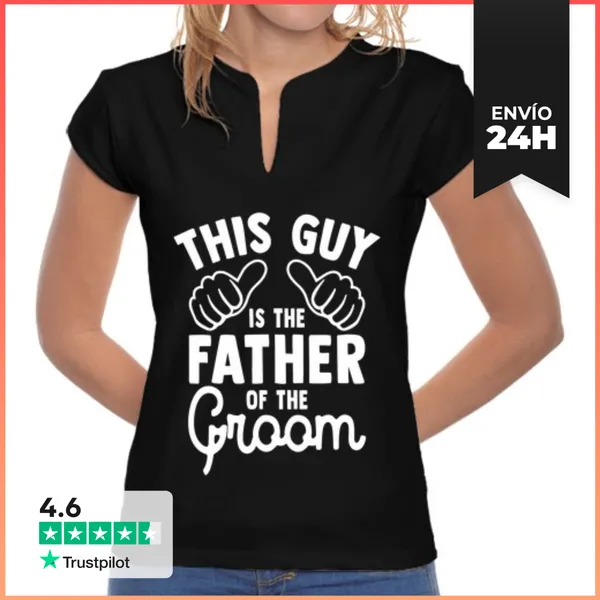 Camiseta Mujer Cuello Mao Mens Este Es El Padre Del Novio