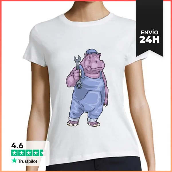 Camiseta Mujer Clásica Llave Mecánica De Hipopótamo LaTostadora