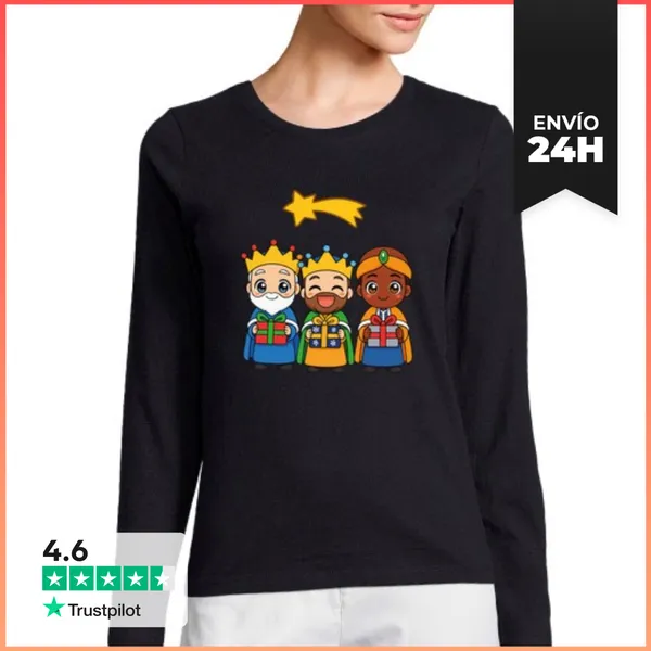Camiseta Mujer Manga Larga REYES MAGOS LaTostadora