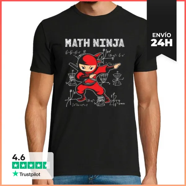 Camiseta Hombre Clásica Math Ninja Mathematics Mathematician