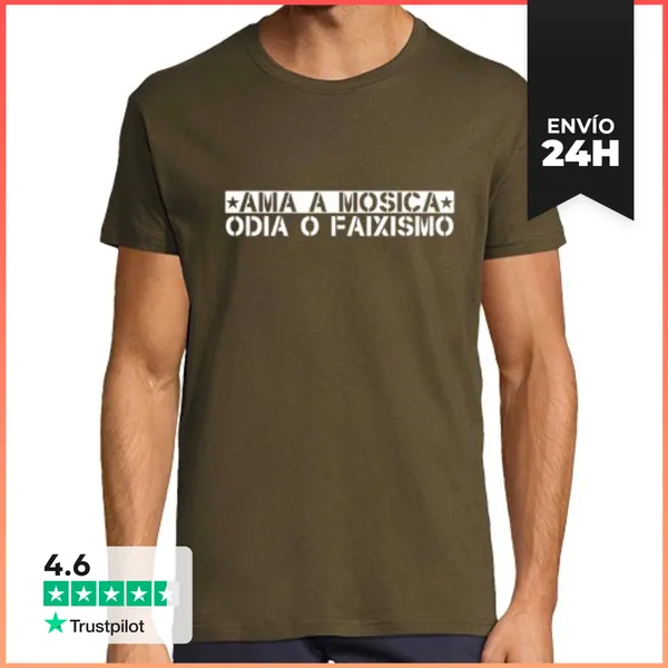 Camiseta Hombre Clásica Ama A Mosica, Odia O Faixismo LaTostadora