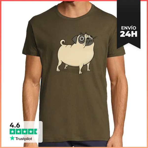 Camiseta Hombre Clásica Pug Gracioso Apenado LaTostadora
