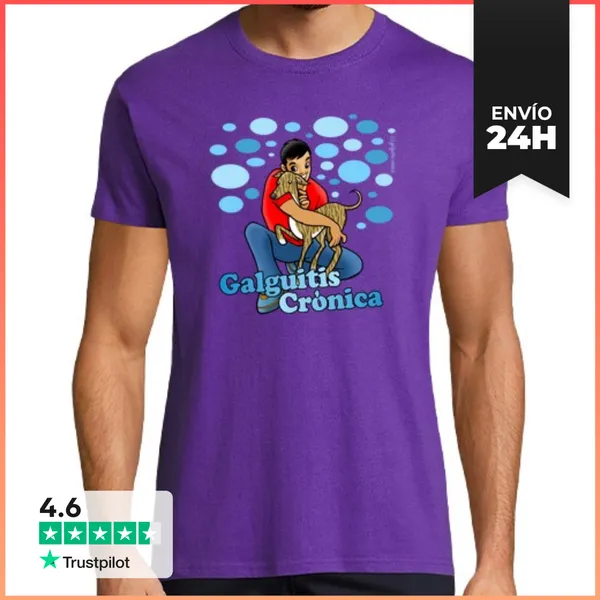 Camiseta Hombre Clásica Galgo Atrigrado Claro Pecho Blanco - Gal