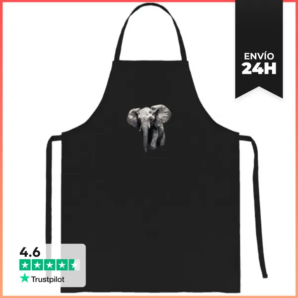 Delantal Elefante Majestuoso En Blanco Y Negro LaTostadora