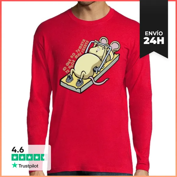 Camiseta Hombre Manga Larga Lo Que No Te Mata... LaTostadora