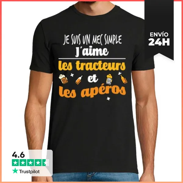 Camiseta Hombre Clásica Tractor Aperitivo Alcohol Cerveza Humor