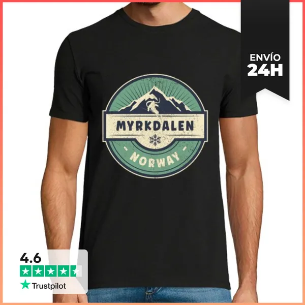 Camiseta Hombre Clásica Esquiar Myrkdalen Noruega LaTostadora