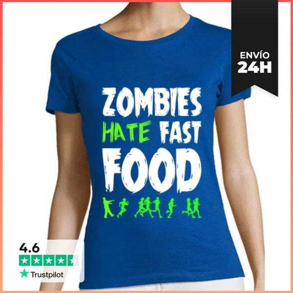 Camiseta Mujer Clásica Zombies Hate Fast Food LaTostadora