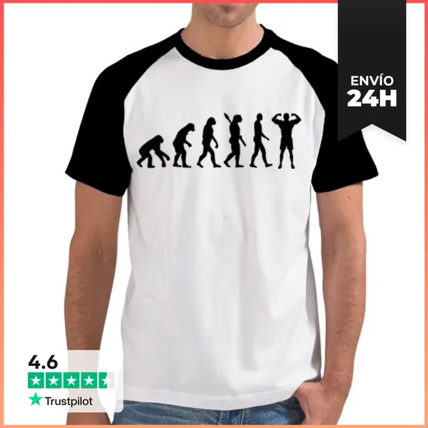 Camiseta Hombre, Estilo Béisbol Culturismo Evolución LaTostadora