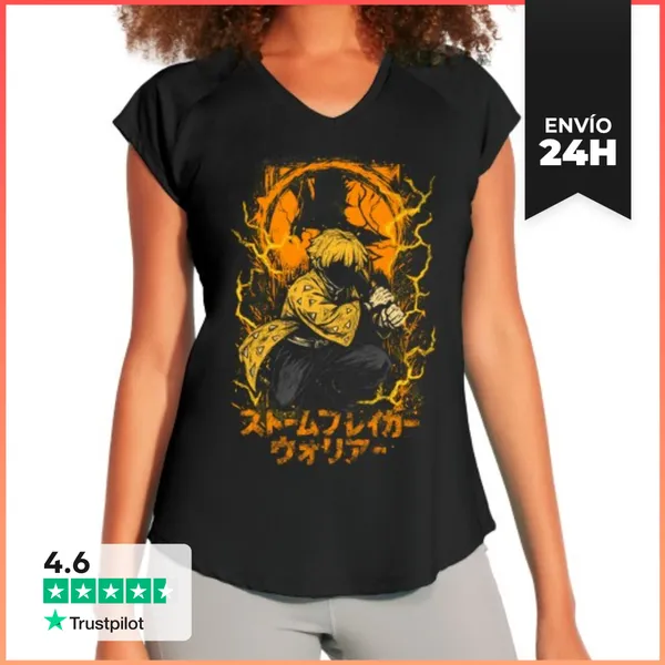 Camiseta Deportiva Mujer Arte Samurái Zen Del Trueno LaTostadora
