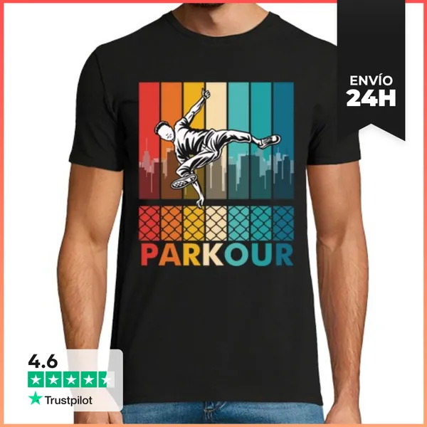 Camiseta Hombre Clásica Parkour Deporte Salto Parkur Freerunning
