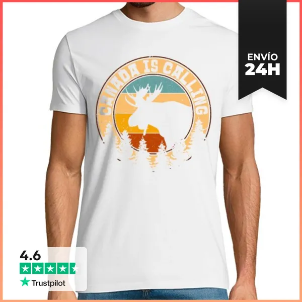 Camiseta Hombre Clásica Canadá Retro Está Llamando Turista Vint