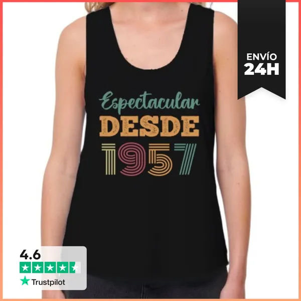 Camiseta Mujer Sin Mangas, Loose Fit ESPECTACULAR DESDE 1957