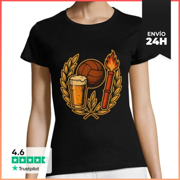 Camiseta Mujer Clásica Fútbol Cerveza Bengala Hooligan Ultras Old