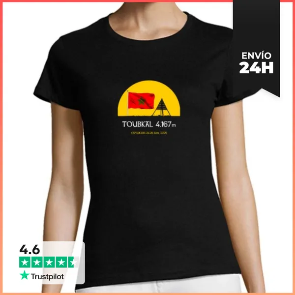 Camiseta Mujer Clásica Mujer, Manga Corta, Negra, Clásica