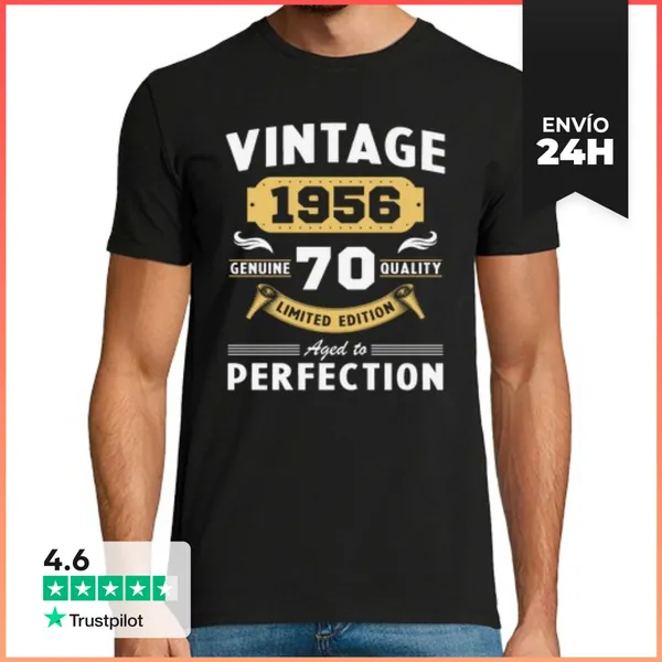 Camiseta Hombre Clásica 70 Cumpleaños 70 Años Vintage 1956