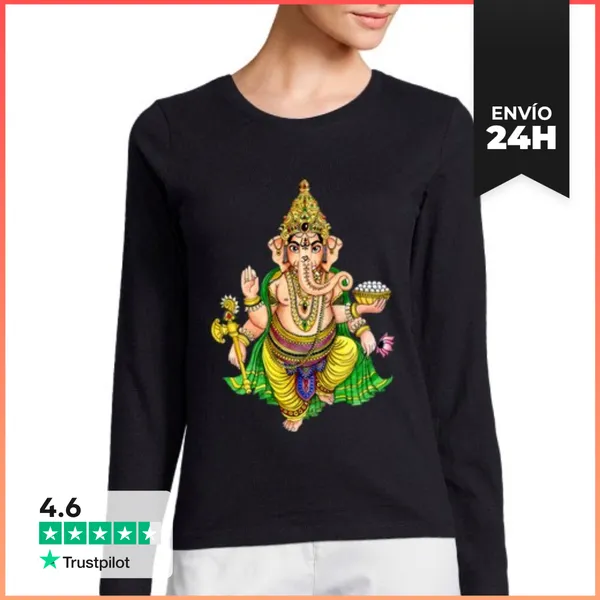 Camiseta Mujer Manga Larga Ganesha Color LaTostadora