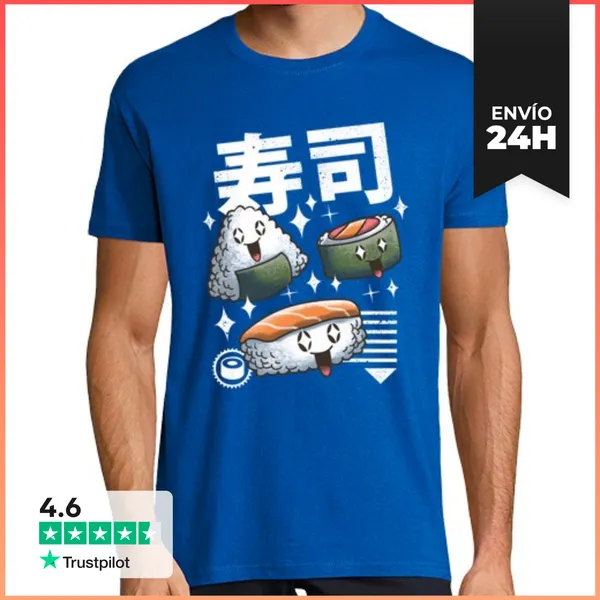 Camiseta Hombre Clásica Kawaii Sushi Camisa Para Hombre