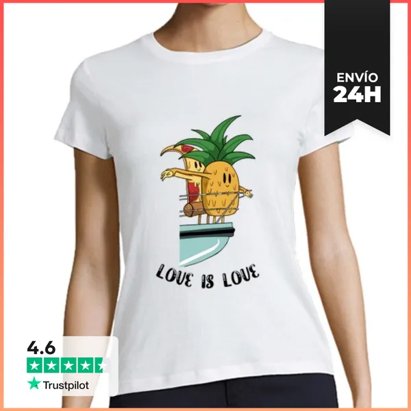 Camiseta Mujer Clásica Pizza Y Piña Amor LaTostadora