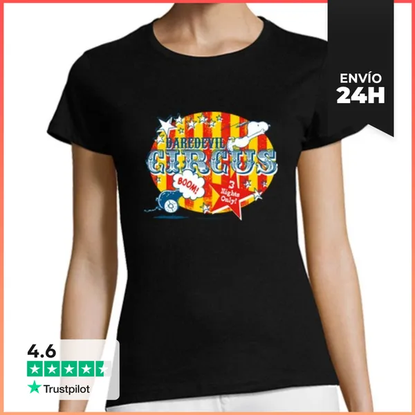 Camiseta Mujer Clásica Snoopy Daredevil Circus LaTostadora