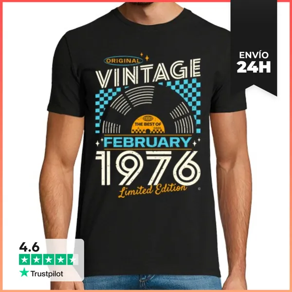 Camiseta Hombre Clásica Vintage February 1976 LaTostadora
