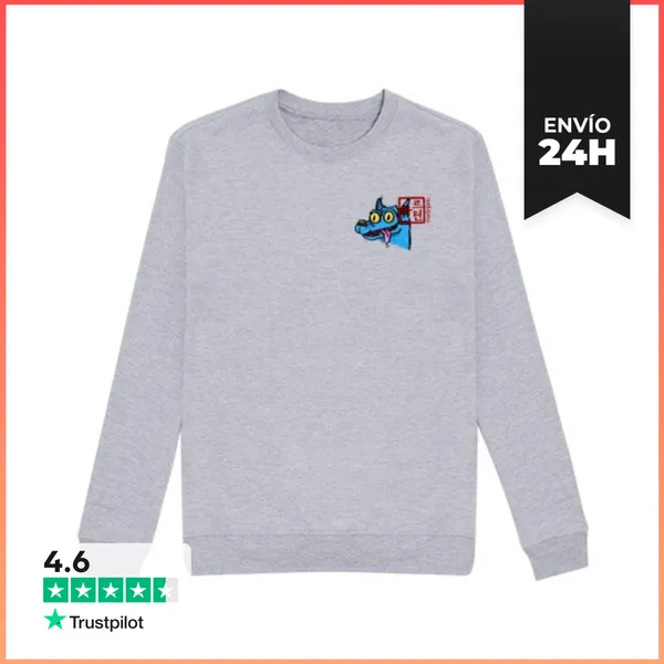 Sudadera Unisex Perro Azul Frontal Y Espalda Sudadera Sin Capucha