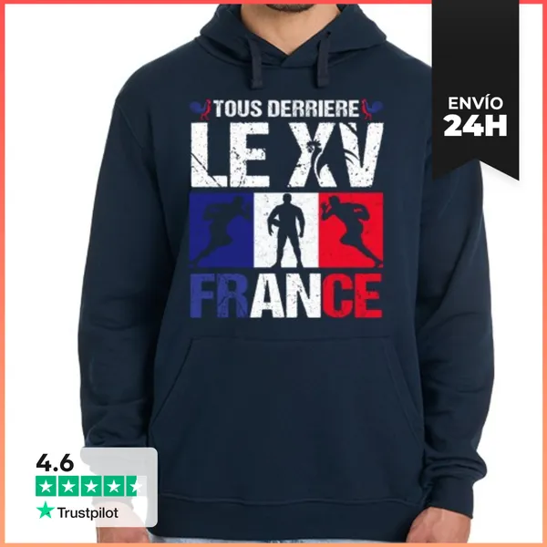 Sudadera Unisex Con Capucha Camiseta De Rugby Francia Rugby Xv