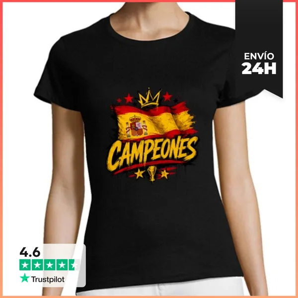Camiseta Mujer Clásica España Campeones Del Mundo 2026, Segunda