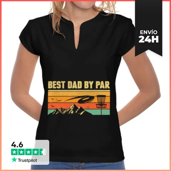 Camiseta Mujer Cuello Mao Papá Divertido De Disco Golf Hombres