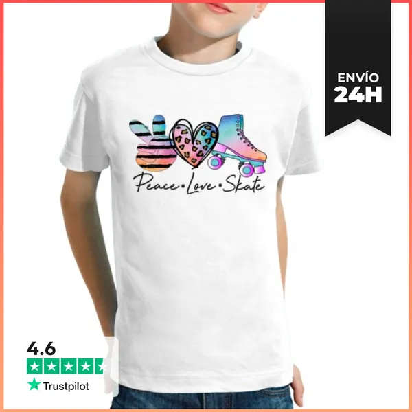 Camiseta Clásica Para Niños Patinaje, Paz, Amor LaTostadora