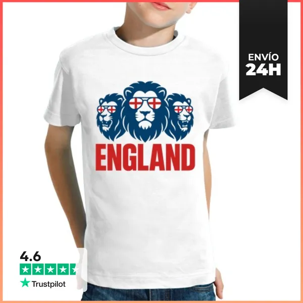 Camiseta Clásica Para Niños England 3 Lions Futbol Leones