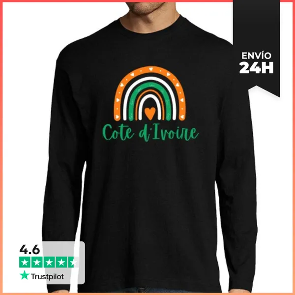 Camiseta Hombre Manga Larga Costa De Marfil Bohemia Arcoíris