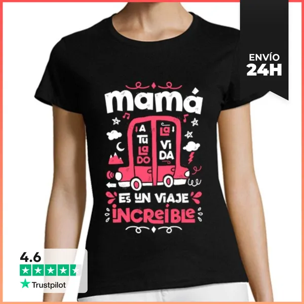 Camiseta Mujer Clásica Mamá A Tu Lado La Vida Es Un Viaje
