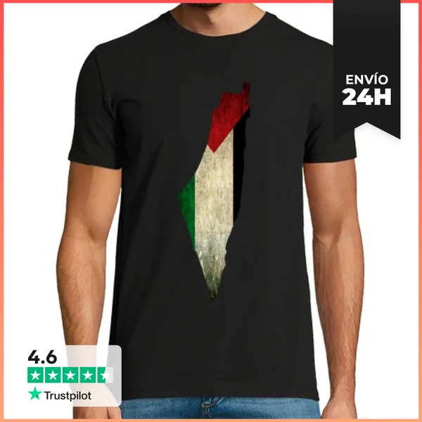 Camiseta Hombre Clásica Bandera Del Mapa De Palestina LaTostadora
