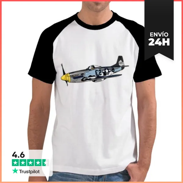 Camiseta Hombre, Estilo Béisbol Camiseta Avión LaTostadora