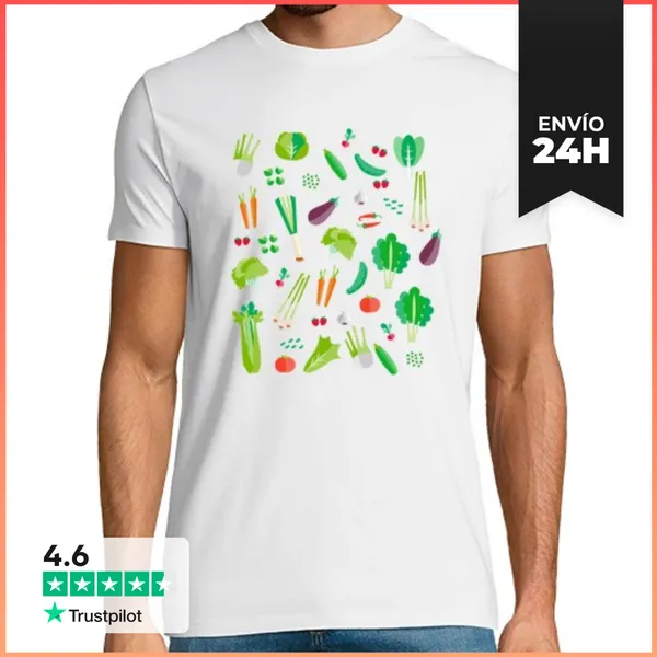 Camiseta Hombre Clásica Collage De Verduras LaTostadora