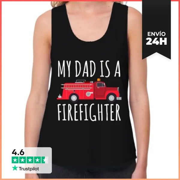 Camiseta Mujer Sin Mangas, Loose Fit Mi Papá Es Bombero