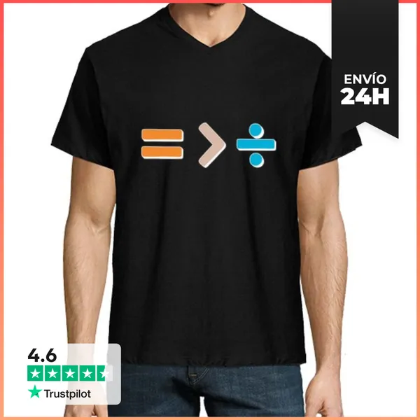 Camiseta Hombre, Cuello Pico La Igualdad Es Mayor Que La División