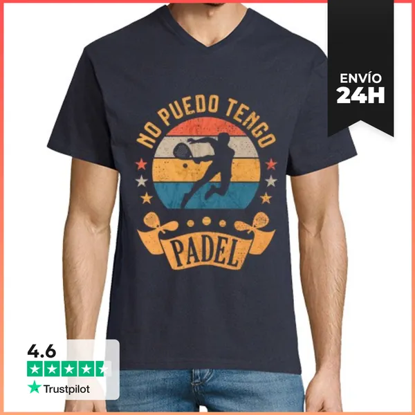Camiseta Hombre, Cuello Pico No Puedo Sigo Padel Divertido
