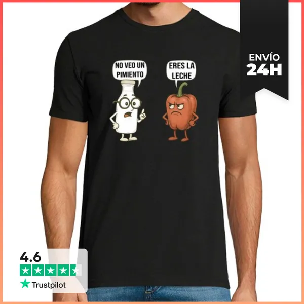 Camiseta Hombre Clásica No Veo Un Pimiento Humor Absurdo