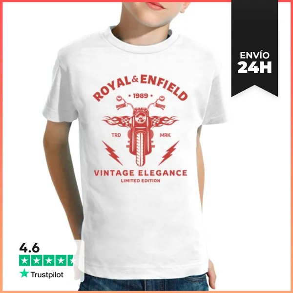 Camiseta Clásica Para Niños Royal Enfield 1989 Vintage Elegance -
