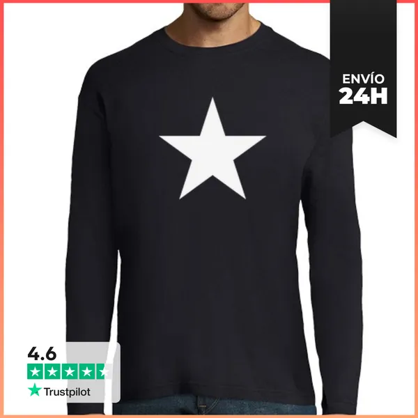 Camiseta Hombre Manga Larga Estrella Blanca LaTostadora