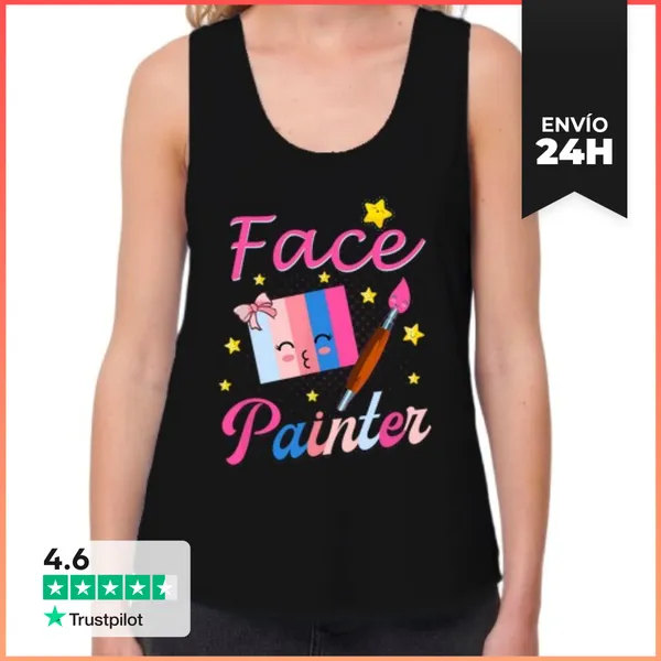 Camiseta Mujer Sin Mangas, Loose Fit Pintor De Caras Para Artista