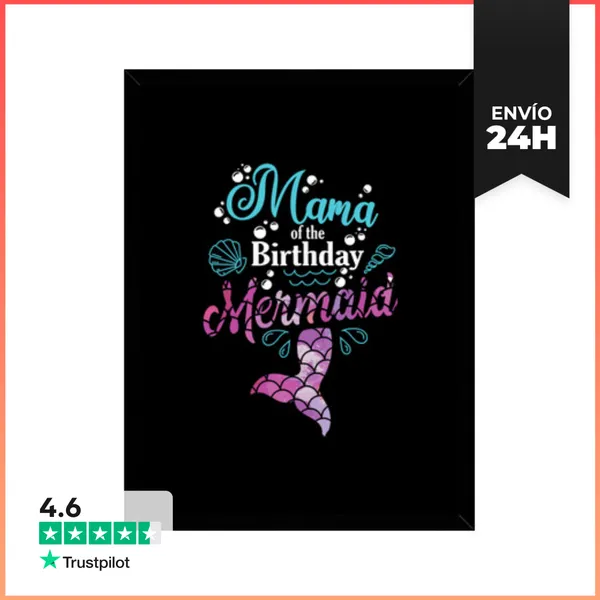 Cuadro Con Marco Vertical Mamá De La Sirena De Cumpleaños