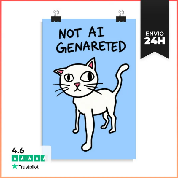 Póster Vertical No Generado Por IA Artista De Gatos Divertidos